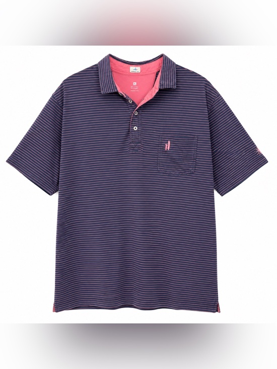 johnnie-O Other - Johnnie-O Hangin Out Men XL Striped Polo Shirt Navy Pink Cotton Spandex Pocket